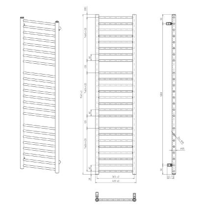 Sapho - kopalniški radiator DINA 477W 40x156 cm mat črna