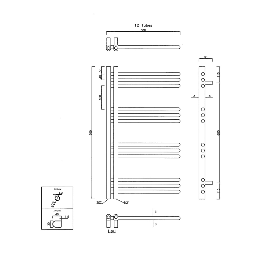 Sapho - Kopalniški radiator DORLION 90x50 cm sijajni krom