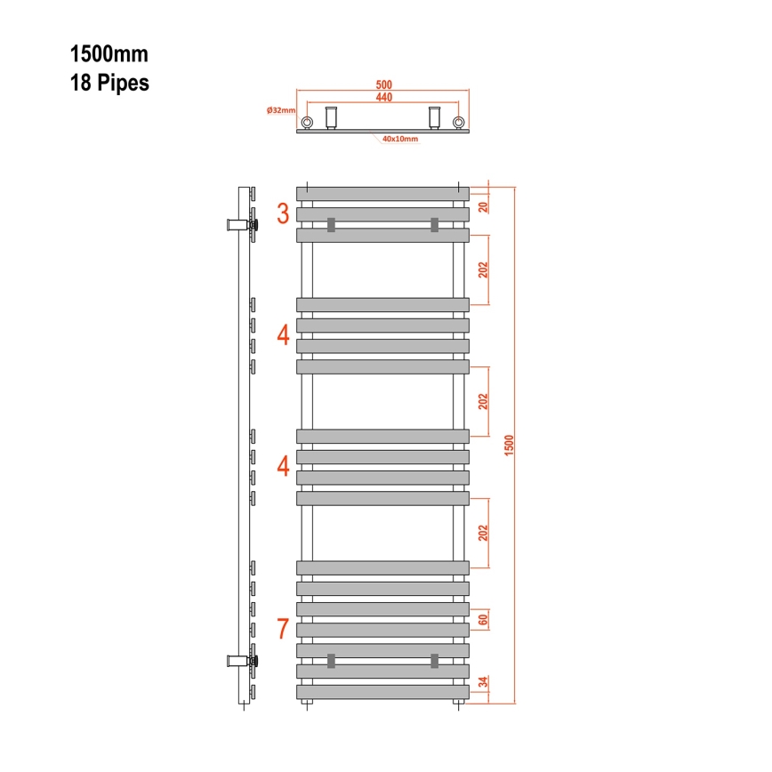 Sapho - Kopalniški radiator JALOUSI 150x50 cm, bela