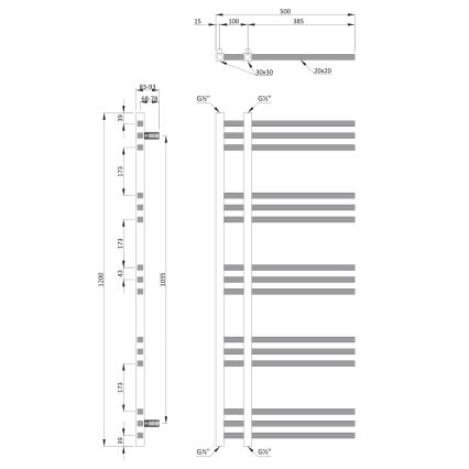 Sapho - Kopalniški radiator MAGDALENA 408W/230V 50x120 cm sijajni krom