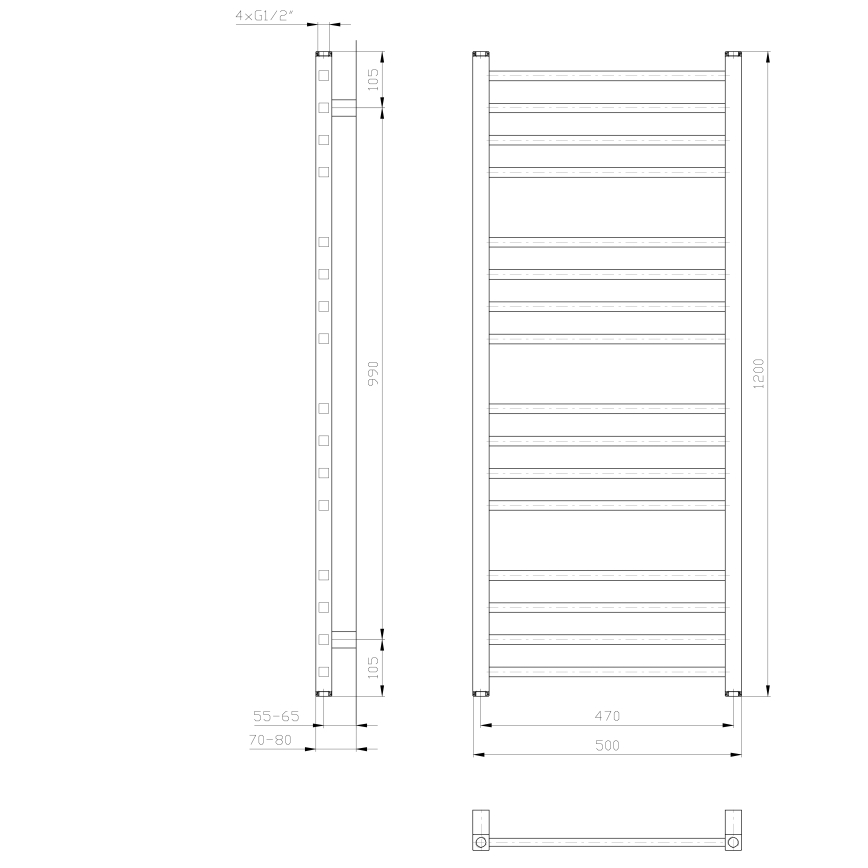 Sapho - Kopalniški radiator METRO 120x50 cm bel