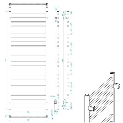Sapho - Kopalniški radiator METRO 151x60 cm mat črne barve