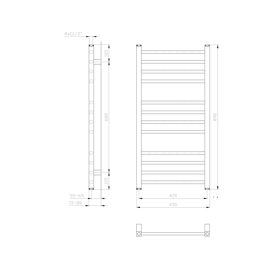 Sapho - Kopalniški radiator METRO 89x45 cm, bel