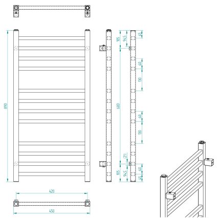 Sapho - Kopalniški radiator METRO 89x45 cm sijajni krom