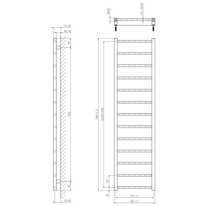 Sapho - kopalniški radiator METRO DOS 150x40 cm v mat črni barvi