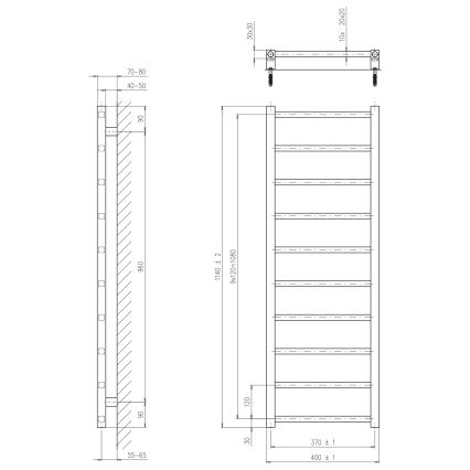 Sapho - kopalniški radiator METRO DOS 247W/230V 40x114 cm mat črna