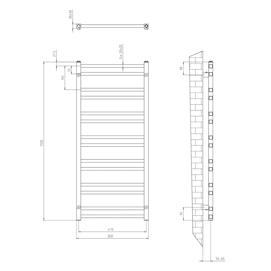 Sapho - Kopalniški radiator METRO DOS 343W/230V 50x110 cm sijajni krom