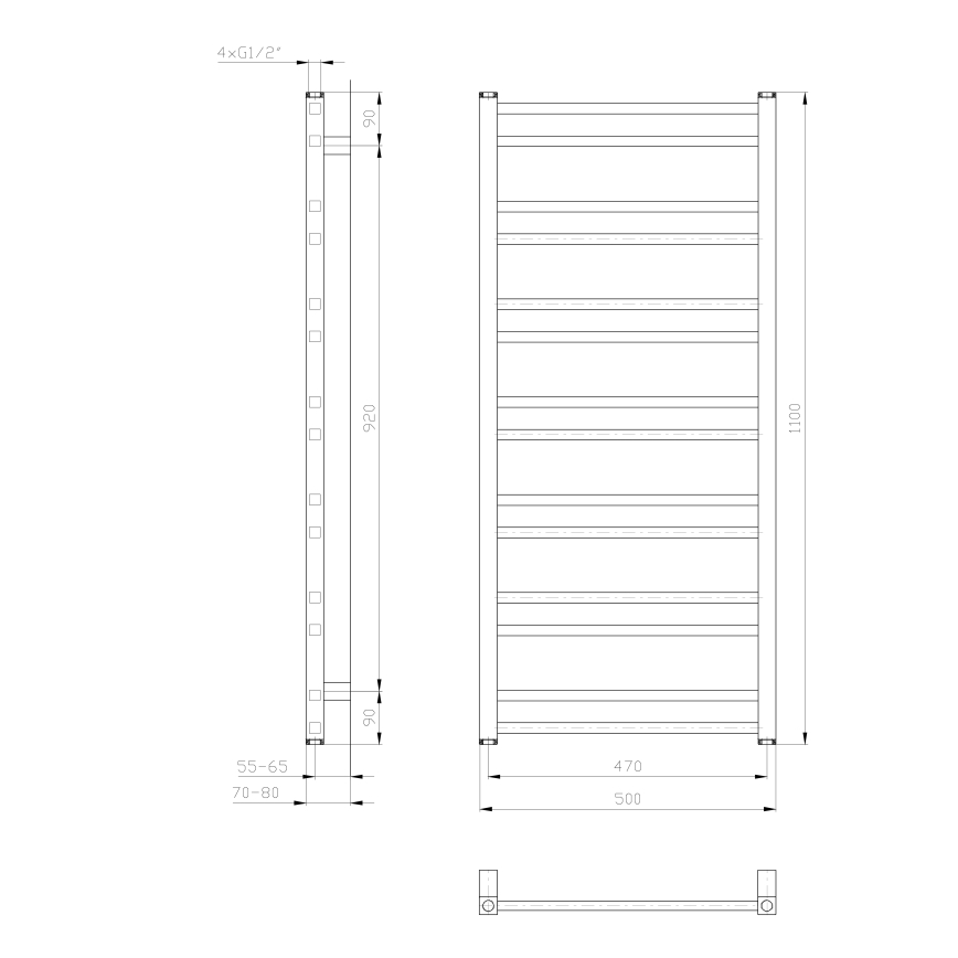 Sapho - Kopalniški radiator METRO DOS 343W/230V 50x110 cm v mat beli barvi
