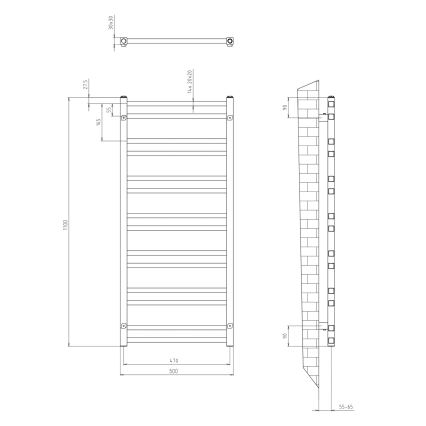 Sapho - Kopalniški radiator METRO DOS 343W 50x110 cm mat črna