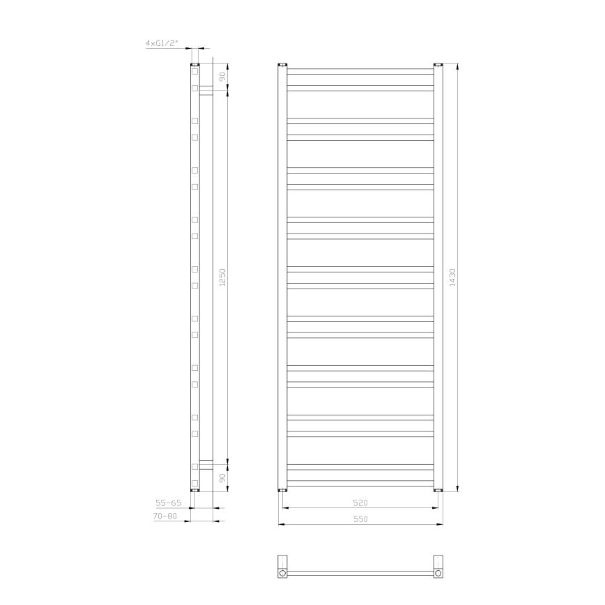 Sapho - Kopalniški radiator METRO DOS 476W/230V 55x143 cm mat bela