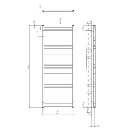 Sapho - Kopalniški radiator METRO DOS 476W/230V 55x143 cm sijajni krom