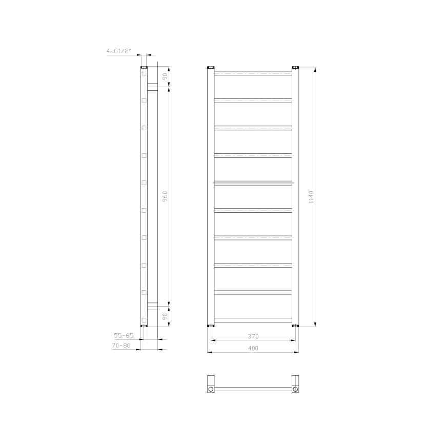 Sapho - Kopalniški radiator METRO LIGHT 114x40 cm bel