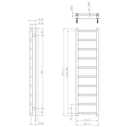 Sapho - Kopalniški radiator METRO LIGHT 211W/230V 30x114 cm sijajni krom
