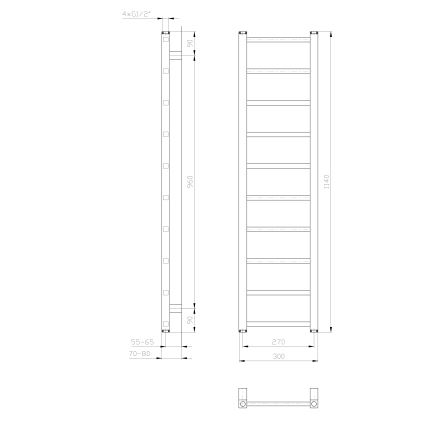 Sapho - Kopalniški radiator METRO LIGHT 211W 30x114 cm bel