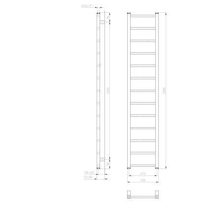 Sapho - Kopalniški radiator METRO LIGHT 276W 30x150 cm bela