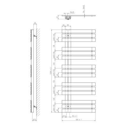 Sapho - Kopalniški radiator SILVANA 124x50 cm, mat črna