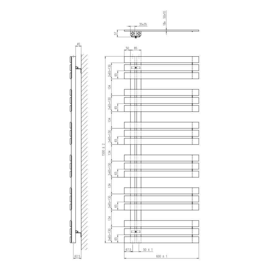 Sapho - Kopalniški radiator SILVANA 150x60 cm bel