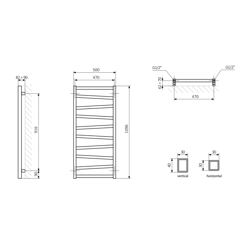 Sapho - kopalniški radiator ZIG 110x50 cm bela