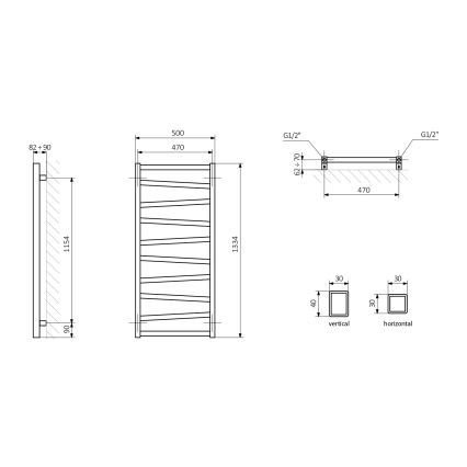 Sapho - Kopalniški radiator ZIG 133x50 cm antracit