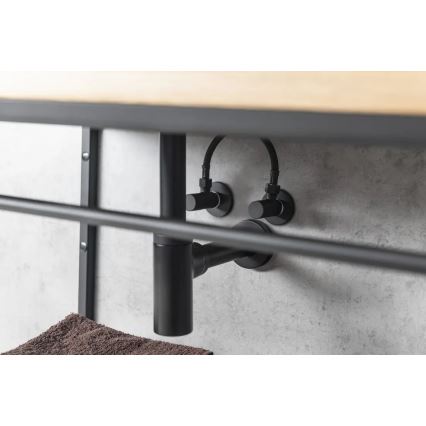 Sapho - Kotni ventil z okroglo rozeto, mat črne barve