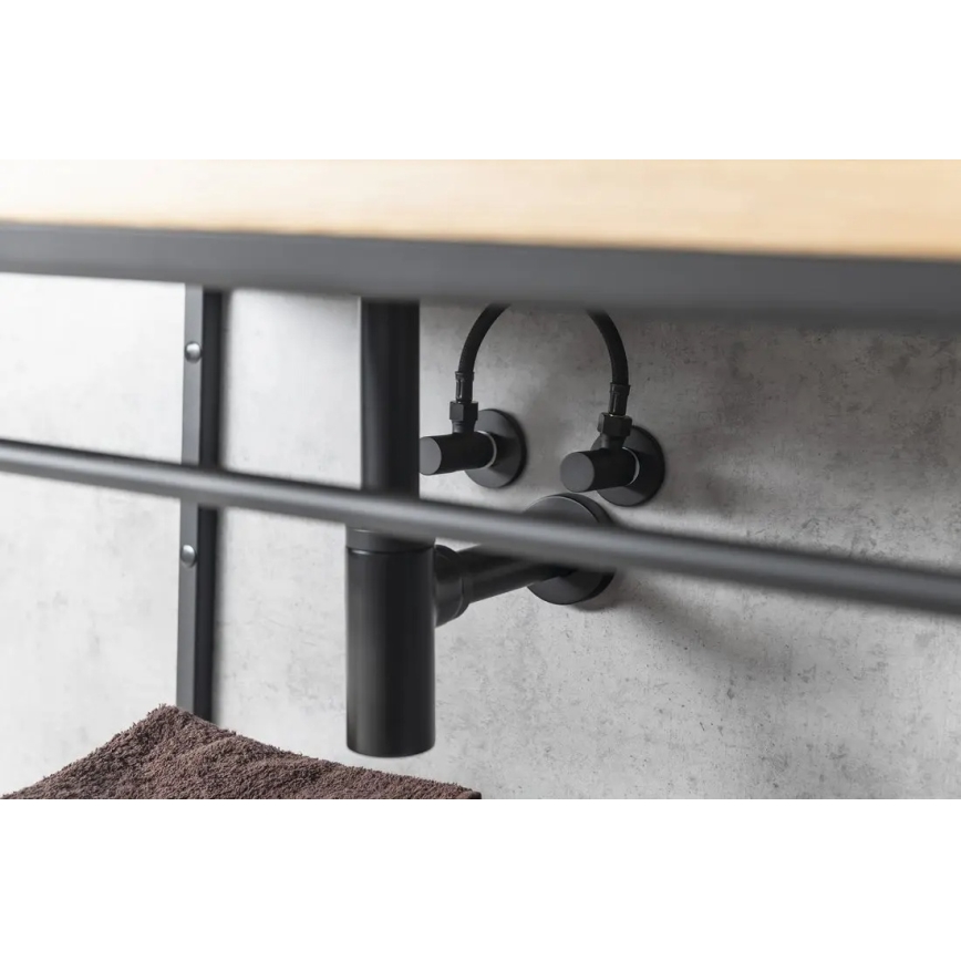 Sapho - Kotni ventil z okroglo rozeto, mat črne barve