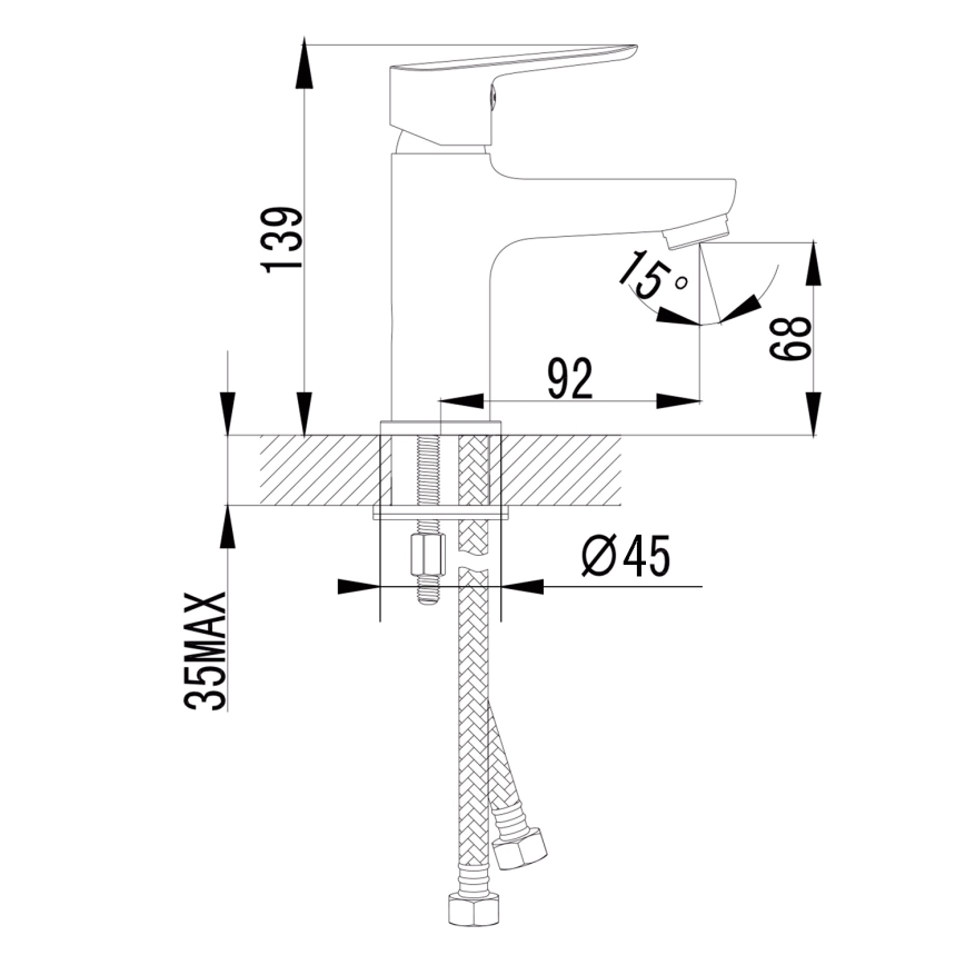 Sapho - Mešalna baterija za umivalnik SMALL, 13,9 cm, sijajni krom