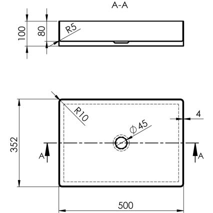 Sapho - Nadpultni umivalnik AURUM 50x35 cm antracit