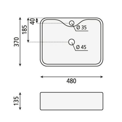 Sapho - Nadpultni umivalnik BALENA 48x37 cm, mat črne barve
