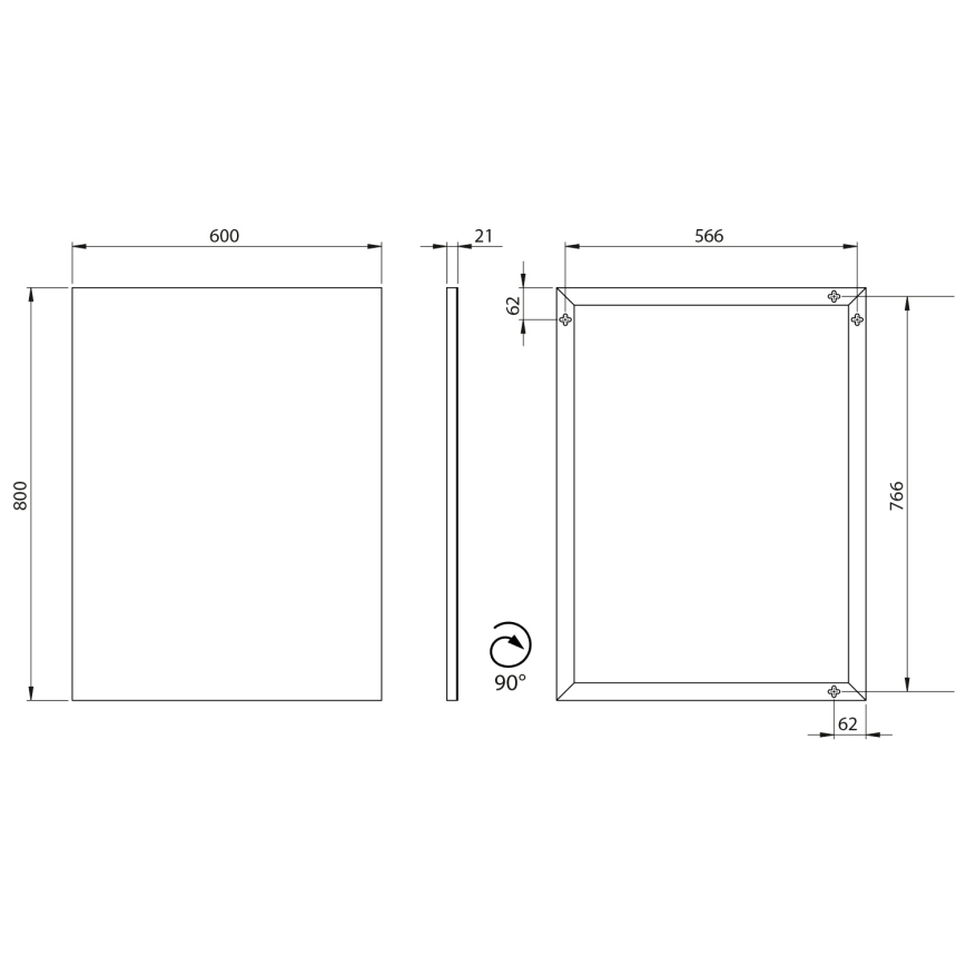Sapho - Ogledalo v okvirju AROWANA 60x80 cm mat črna