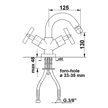 Sapho - Pipa za bide AXIA sijajni krom
