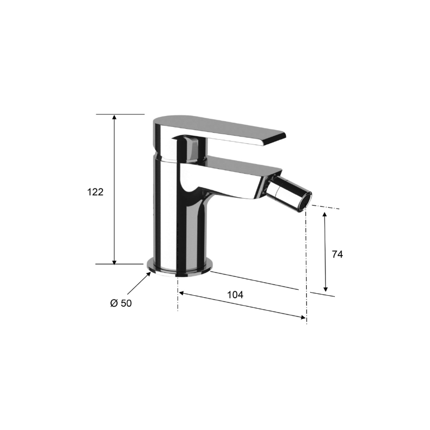 Sapho - Pipa za bide KAI 12 cm sijajni krom
