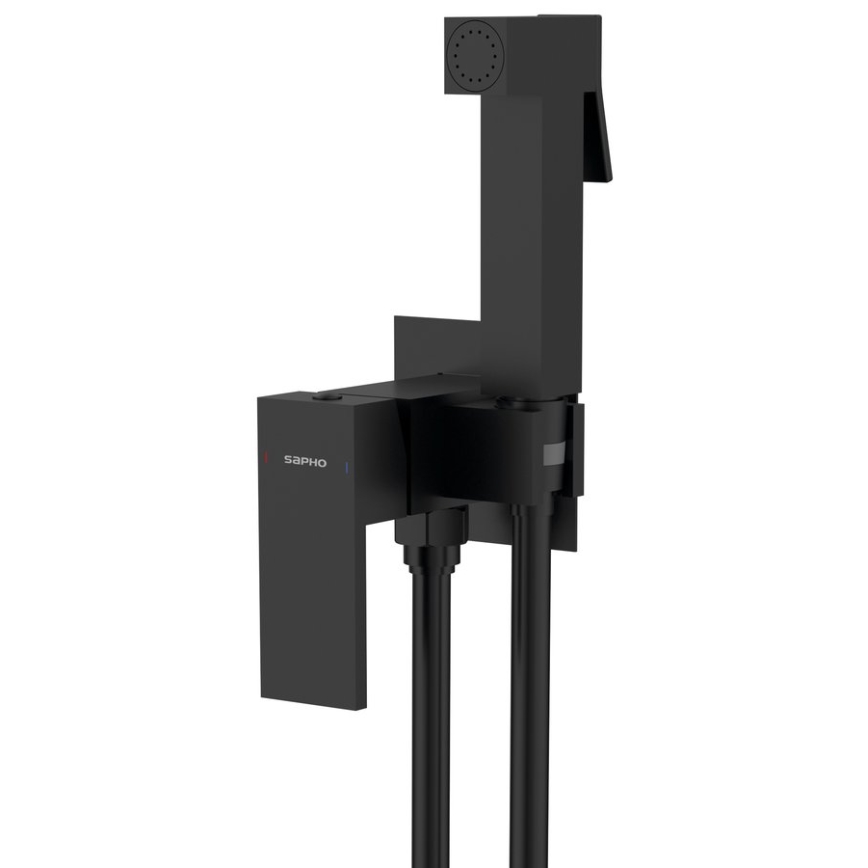 Sapho - Pipa za bide s prho za podometno montažo CUBEMIX kvadraten/mat črna