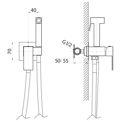 Sapho - Bide armatura z ročno prho za podometno vgradnjo CUBEMIX, matna zlata