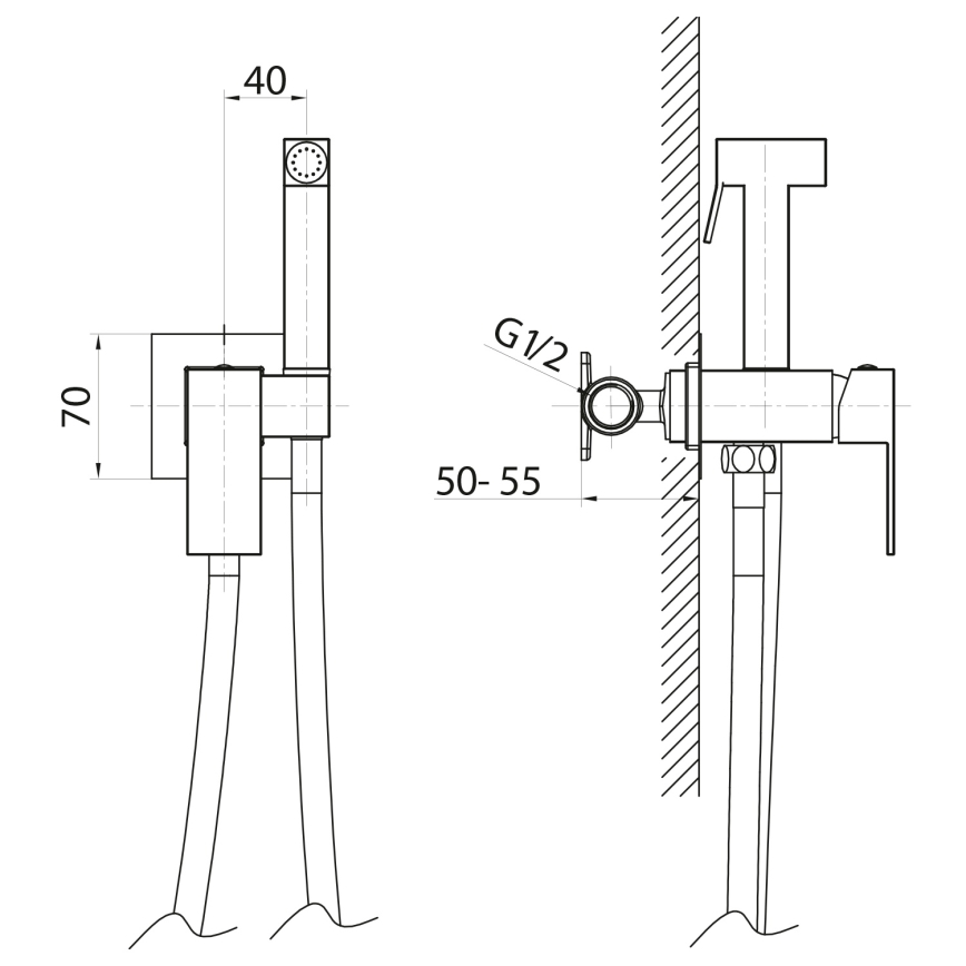 Sapho - Bide armatura z ročno prho za podometno vgradnjo CUBEMIX, matna zlata