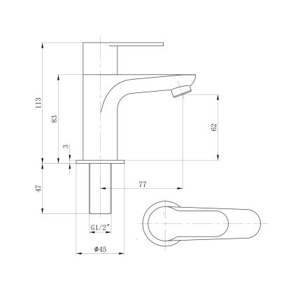 Sapho - Pipa za umivalnik SMALL 11,3 cm sijajni krom