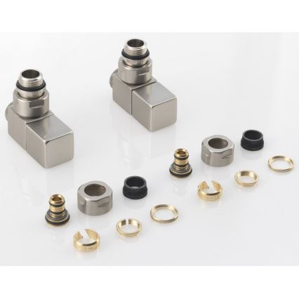 Sapho - Priključni set kotnih ventilov CUBE, 2 kosa, brušeno nerjaveče jeklo