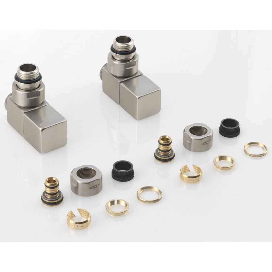 Sapho - Priključni set kotnih ventilov CUBE, 2 kosa, brušeno nerjaveče jeklo