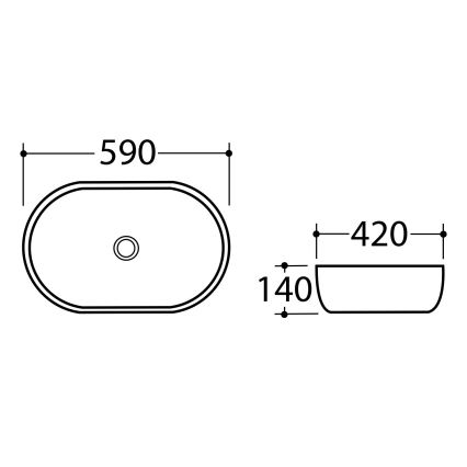 Sapho - Pultni umivalnik DALMA 59x42 cm keramika/siva