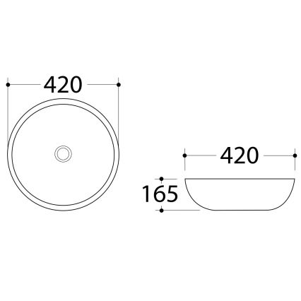 Sapho - pultni umivalnik DALMA, premer 42 cm, keramika/Carrara/bela