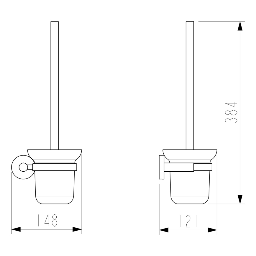 Sapho - Stenska WC ščetka X-ROUND mlečno steklo/sijajni krom