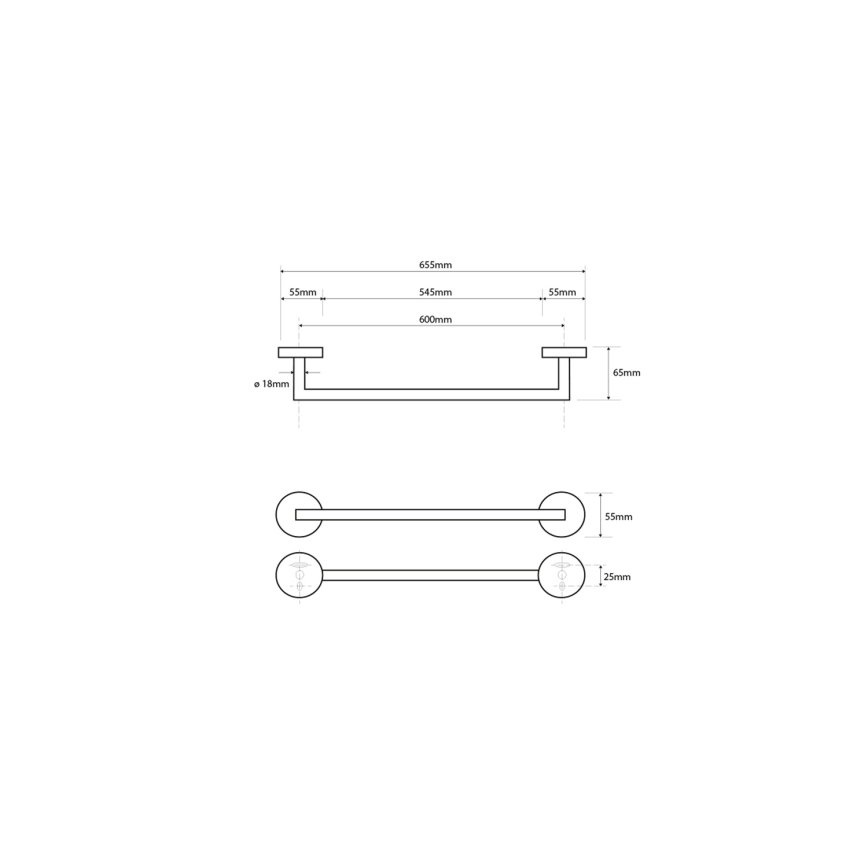 Sapho - Stenski obešalnik za brisače X-ROUND 6,5x65,5 cm sijajni krom