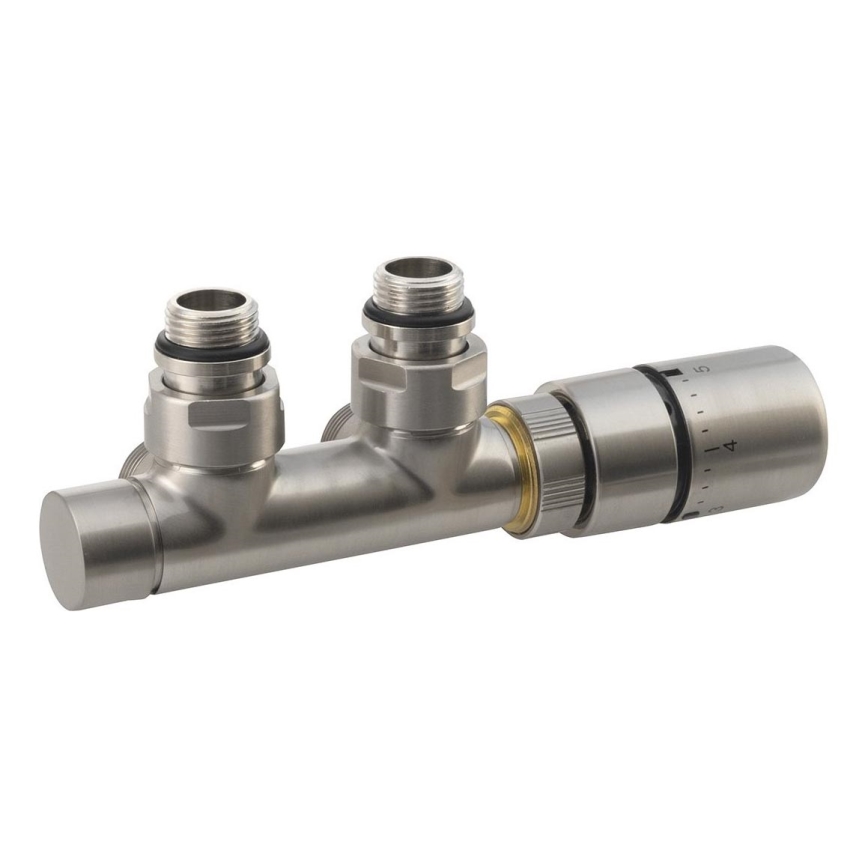 Sapho - termostatski priključni komplet za sredinsko montažo TWIN, matirano nerjavno jeklo