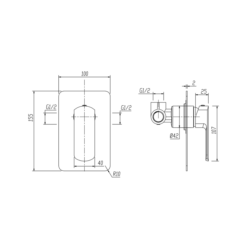 Sapho - Tuš mešalnik za podometno vgradnjo MIXONA, sijajni krom