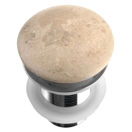 Sapho - Umivalni odtok Click-Clack BLOK, premer 6,7 cm, travertin/sijajni krom