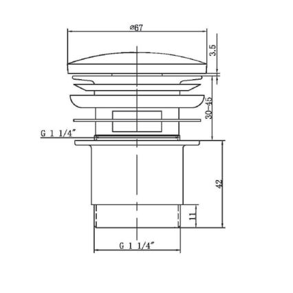 Sapho - Umivalni odtok, premer 6,7 cm, sijajni krom