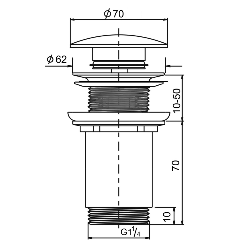 Sapho - Umivalni odtok premer 7 cm mat črna/sijajni krom