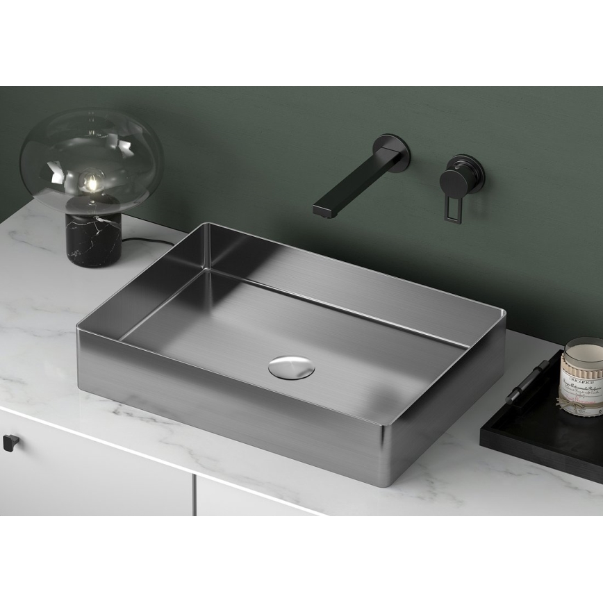 Sapho - Umivalnik na pult AURUM 50x35 cm, brušeno nerjavno jeklo