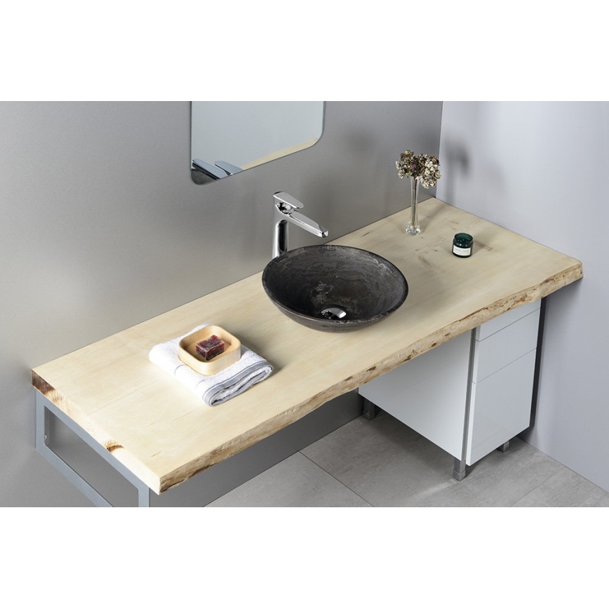 Sapho - Umivalnik na pult BLOK, premer 40 cm, rjav/kamen