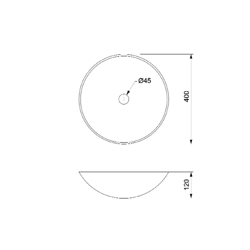 Sapho - Umivalnik na pult BLOK, premer 40 cm, rjav/kamen
