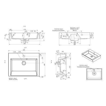 Sapho - Umivalnik na pult ORINOKO 60x45 cm marmor/bela